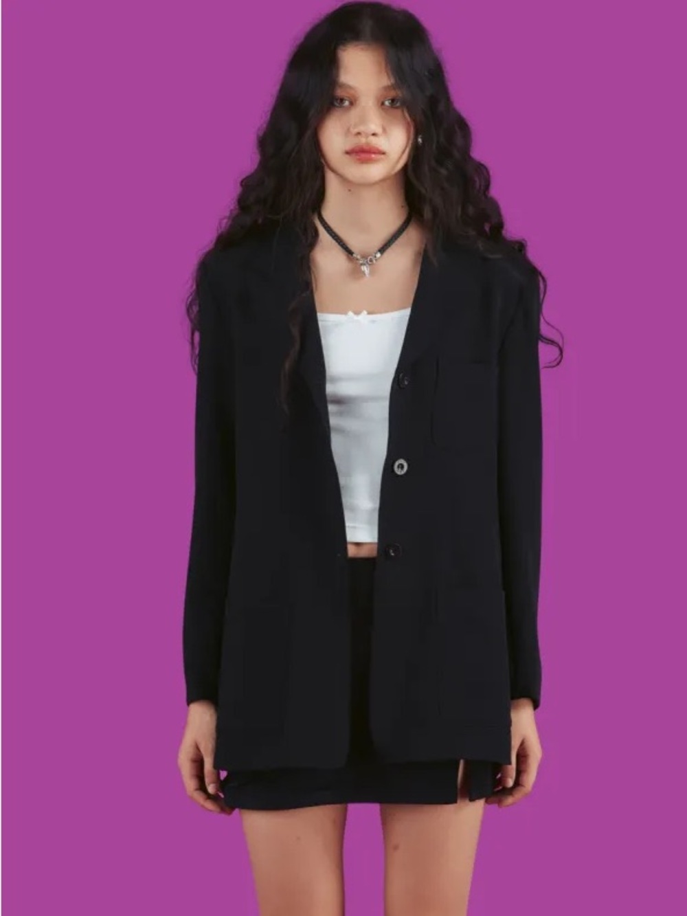 UNIF Miro Black Longline Blazer Jacket